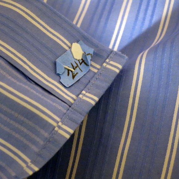 Robert Graham Mens Long Sleeve Button Shirt Size 15.5 Blue White Stripes - Picture 9 of 9